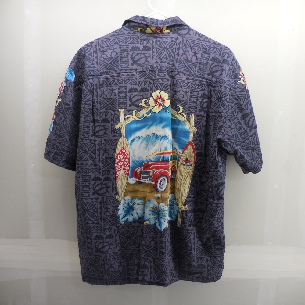 Winnie Fashion Hawaiian Shirt XL Mens Purple Woody Wagon Surfboard MadeHawaii